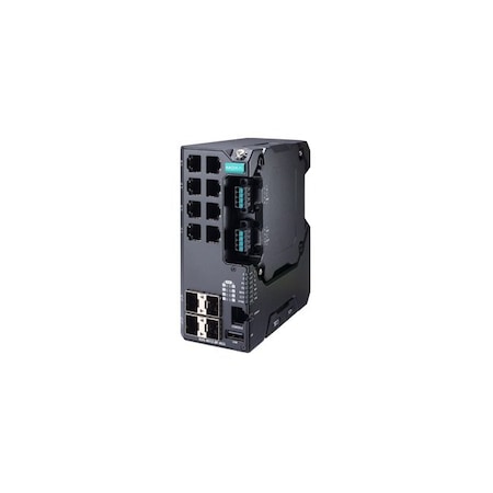 Moxa Managed Gigabit Ethernet switch with 8 10/100BaseTX ports with 802.3bt PoE,  EDS-4012-8P-4GS-LVB
